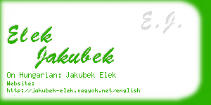 elek jakubek business card